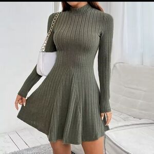 Mia Muse Women's Dresses Fall Winter Simple Solid Color Long Sleeve Mock Neck A